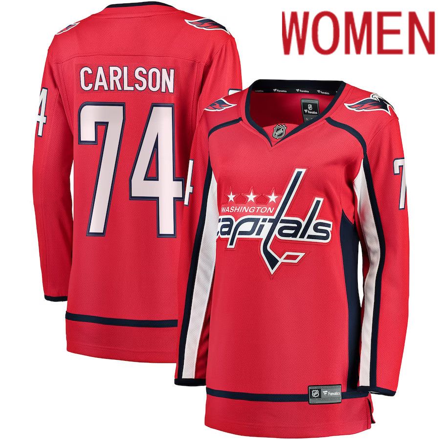 Women Washington Capitals 74 John Carlson Fanatics Branded Red Breakaway Player NHL Jersey